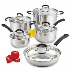 Cook N Home 10 Piece Stainless Steel Cookware Set with Encapsulated Bottom KHN1118